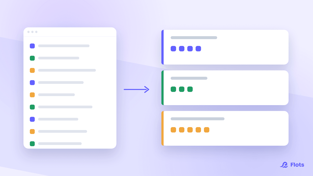 Flots tasks grouped by a cross-project category and scheduled in a calendar time slot