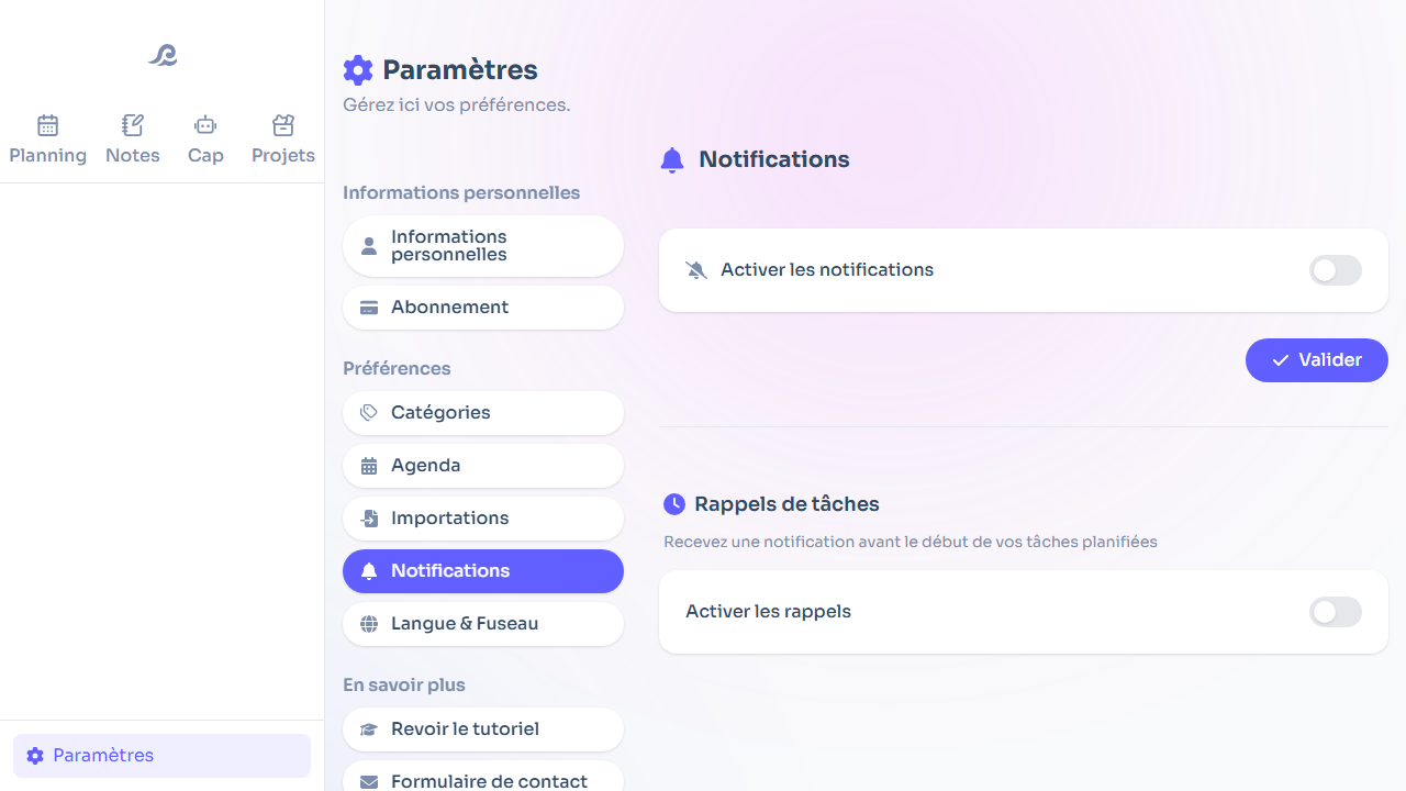 Turning on a notification reminder for a task in Flots